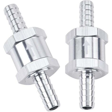 Lot de 2 clapets anti-retour unidirectionnels pour conduite de carburant, 3/8 ", 10mm, anti-retour, Diesel, aluminium, argent (1/4)