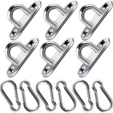 12 Pièces Acier Inoxydable Plaques à Oeil Oblongues et Pinces Mousqueton Crochet pour Mousqueton et Pince à Ressort pour Mousquetons à Usage Intensif pour Escalade Sport et Usage Domestique (1/5)