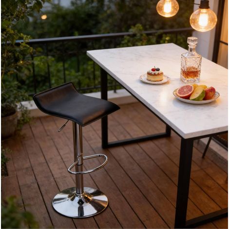 Chaise de bar réglable pivotante en simili noir HAVRYA (1/5)