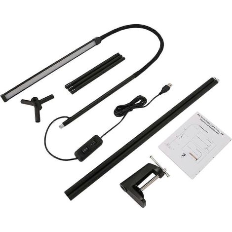 Lampadaire LED avec col de cygne réglable et pince, intensité variable, conception 2 en 1 pour la lecture, gain de place, pour bureau, tables, chambre, salon, salle à manger (1/5)