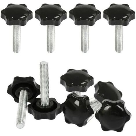 10Pcs Boutons de Serrage M8 X 40mm Vis à Tête Moletée, Bouton à Main Fileté Ecrou en Etoile Boulon de Serrage de Filetage M8 avec Ecrou, Boutons de Serrage de Filetage avec Poignée..