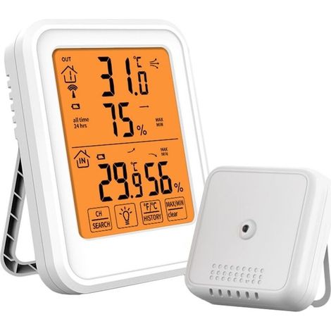 Station météo sans fil avec capteur extérieur,radio-réveil numérique DCF sans fil, thermomètre, hygromètre intérieur/extérieur, thermomètre d'ambiance,humidité,prévisions météo et affichage de l'heure (1/5)