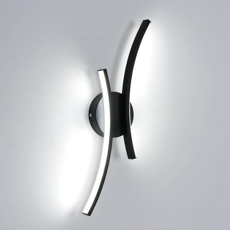 COMELY Applique Murale LED Design, 44 cm, 20W, Blanc Froid 6500K, Abat-Jour en Acrylique Courbé, Noir, Pour Chambre, Salon, Couloir Intérieur (1/5)