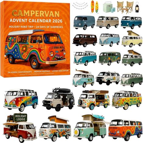Adventskalender 2026 – 24 Fächer – verschiedene Farben – Acrylmaterial – Maße 34 x 25 x 5 cm – 2D-Fahrzeug-Sammelbox-Set – geeignet als Weihnachtsgeschenk und interaktive Überraschung für Kinder und E (1/5)