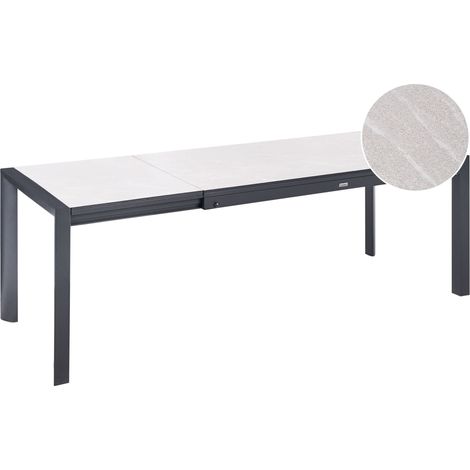 Table de Jardin Moderne avec Plateau en HPL Structure en Aluminium à Rallonge Extensible 160/220 x 90 cm Résistante aux UV Eau Rouille Beige Binasco (1/5)