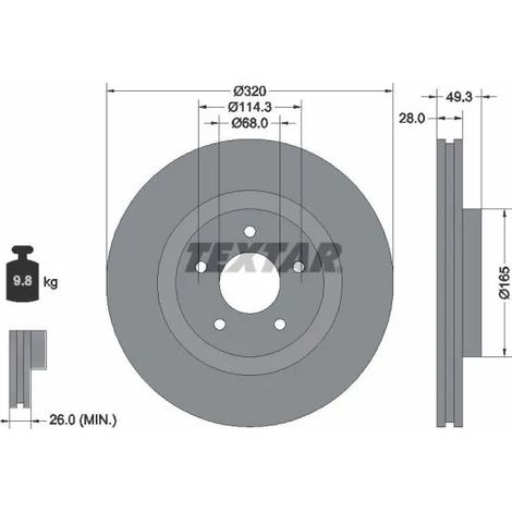 Lot de 2 Disques de frein Textar 92299403 INFINITI 402063JA0A 402063JA0C