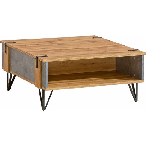 Mesa de centro Domdele 111 , 37x80x80cm, Diámetro: 0, Aglomerado laminado, Angular
