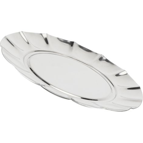 Assiette Ronde en Acier Inoxydable 7 Pouces pour Repas, Fruits et Snacks - Plateau de Table Pratique (1/5)