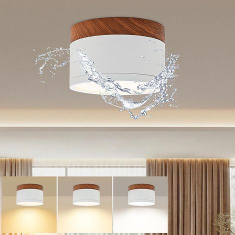 UR422 Plafonnier LED Spot en saillie IP65 - Salle de Bain Spot de Plafond Dimmable Blanc Bois Luminaire 12W 1320LM 3000K-6000K éclairage Rond Lampe Moderne Downlight pour salon chambre Cuisine, Ø11CM (1/5)