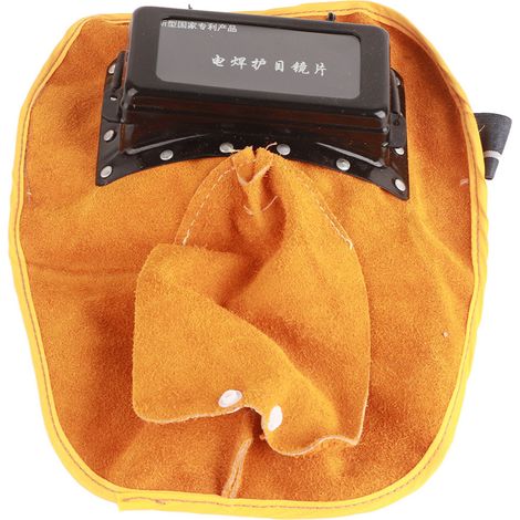 Casque de soudage en cuir à auto‑obscurcissement solaire, double lentille anti‑projections, isolation thermique, protection de la tête (1/5)