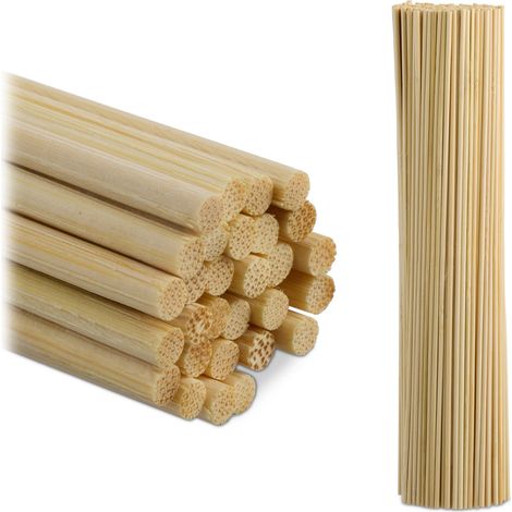 Relaxdays Tiges en bambou, 500 pièces, 30 cm, Bâtonnets bricolage, Support plantes, Bâtons rondes, naturel
