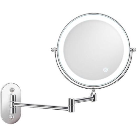 QORVA-Grossissement LED pour miroir mural de 8 '', rechargeable par USB avec 1X/7X, Blanc (1/3)