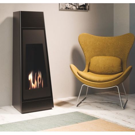 Biocamino de suelo Tokyo Negro 3 kW – vidrio frontal, capacidad 2 L, estructura alta 123 cm – Tecno Air System