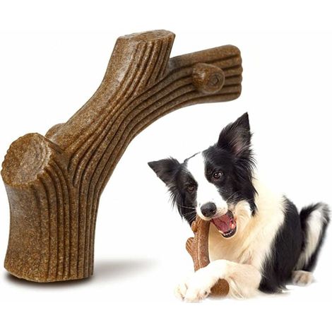 Jouet à mâcher pour chien - En PP et fibre de bois naturelle - Goût boeuf - Pour chiens moyens et grands - 20 x 5 x 9 cm - 235 g
