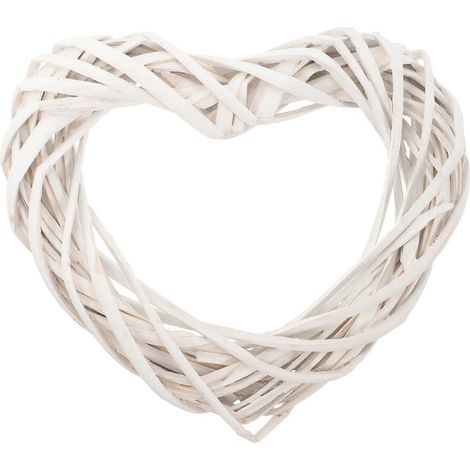 Couronne de Noël en rotin en forme de cœur - Cadre pour couronne de Noël - Artisanat en rotin - Cadre pour la confection de couronnes - Dimensions : 20 x 18 x 3,5 cm (1/3)