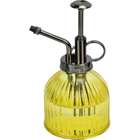 Retro-Gießkanne aus Glas (200 ml) für Pflanzen, geeignet für Töpfe und Terrarien, für drinnen und draußen, Garten, Blumen, Zimmerpflanzen, Gelb (1/5)