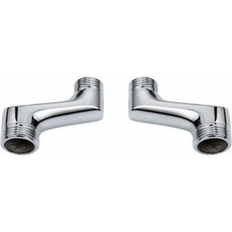 Grifería de ducha angular, codo reductor de latón, brazo giratorio ajustable, grifería de pared angular, conexión descentrada de 1/2" a 3/4", cromada (1/3)