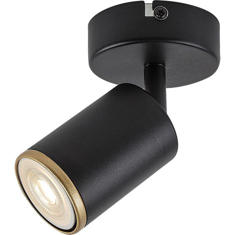 Spot mural et plafonnier orientable noir mat doré 1x GU10 15W Nolie Rabalux (1/5)