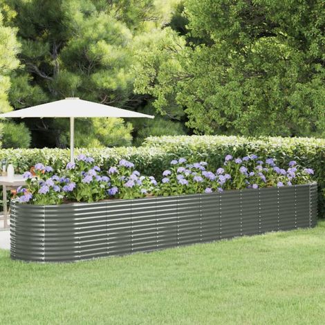 Bac à fleurs - Jardinière pour extérieur/intérieur jardin terrasse balcon - Acier enduit de poudre 507x100x68 cm Gris Chic-106143 (1/4)