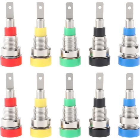 Lot de 10 Fiches Bananes Femelles de 2 Mm Fiches Plates de 2,8 Mm pour Instruments de Test 5 Couleurs (1/5)