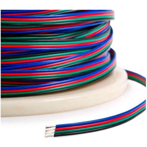 Câble LED RGB longueur 1 mètre alimentation 4 fils plat souple flexible nu bande bandeau maison meuble cuisine (1/2)