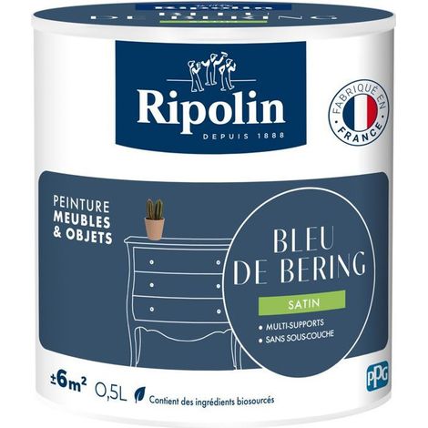 Peinture Meubles & Objets Ripolin 0,5 L Bleu de Bering Satiné (1/5)