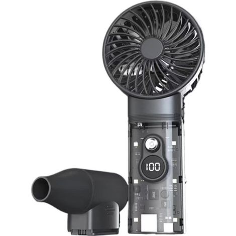 Handventilator mit 100.000 U/min, bürstenloser Motor, Hochleistungs-Rohrventilator, starker Gebläsemotor, mehrstufige Geschwindigkeitsregelung, 6 einstellbare LED-Leuchten (Schnellladefunktion) (1/5)