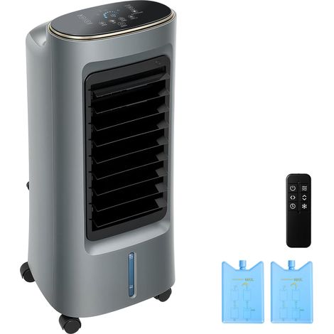 Refroidisseur d'air mobile 4 en 1 humidificateur purificateur ventilateur, oscillation 90°, 4 vitesses, 3 modes, gris (1/5)