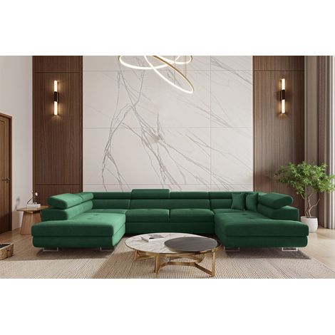 Wohnlandschaft Schlafsofa Sofa CARMELO in Stoff Nova Grün (1/3)