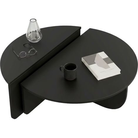 Dmora - Wohnzimmertisch Dgiarett, Niedriger Wohnzimmertisch, Kaffeeregal, Couchtisch für Sofa, 90x90h35 cm, Schwarz