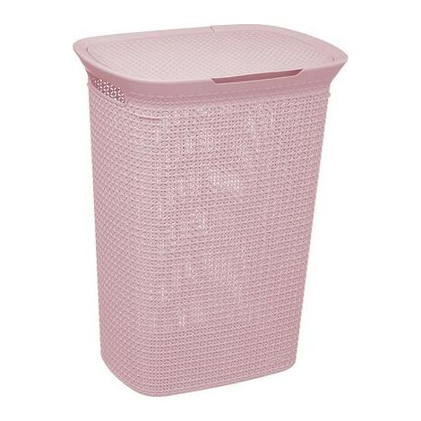 Cesto portabiancheria Scandi da 57 litri rosa con coperchio