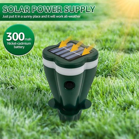 Répulsif solaire à ultrasons contre taupes et rongeurs – Étanche – Pour pelouse et jardin (1/4)