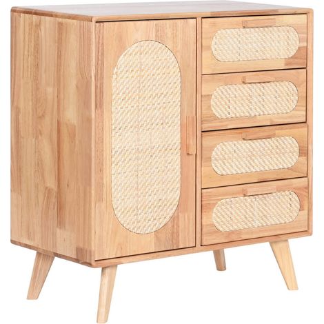 Buffet bois et rotin pour salon chic et élégant - Naturellement bois avec nuances de rotin (1/5)