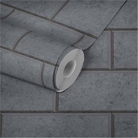 Papier peint gris anthracite imitation brique Tapisserie imitation pierre pour cuisine Papiers peints modernes pour salon (1/5)