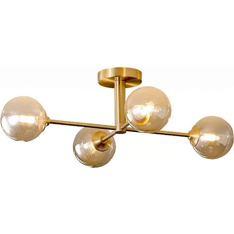 Lustre fermier moderne – 4 feux – 3 tons (blanc/neutre/chaud) – Cuivre – Salon/salle à manger/restaurant/chambre