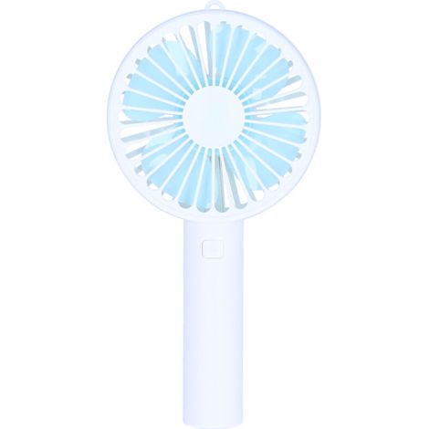 Ventilateur portable USB rechargeable avec 4 hélices, 3 vitesses réglables, support inclus, couleur blanc (1/5)