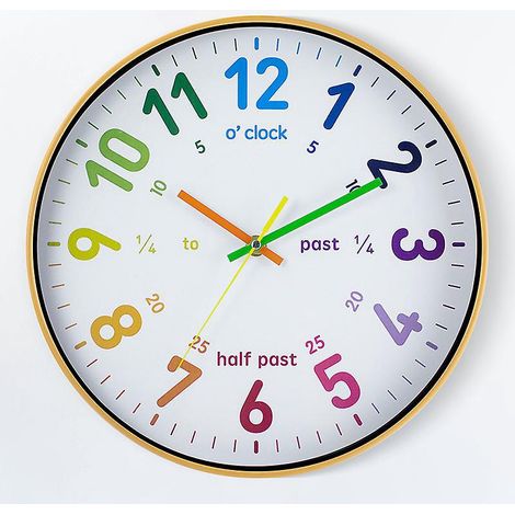 30cm-personnalis Cartoon Bedroom Faux Wood Grain Colourful Wall Clock Simple Clock (1/4)