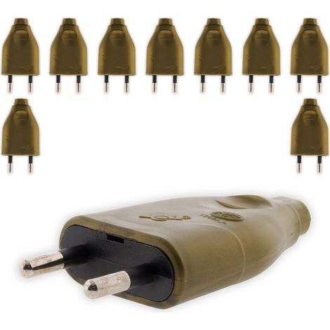 Lot de 10 fiches mâles 2P 6A - or - Zenitech