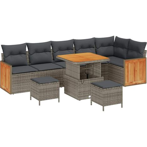 Set Divano da Giardino 9 pz 8-Numero di posti Grigio vidaXL (1/5)