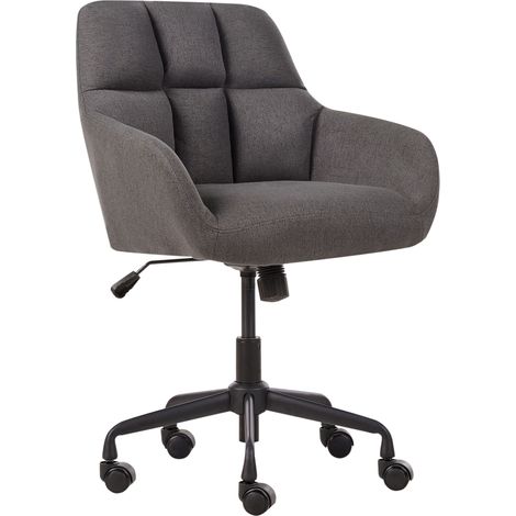 Sedia da ufficio in tessuto grigio con struttura in metallo nero con funzione girevole Palmdale
