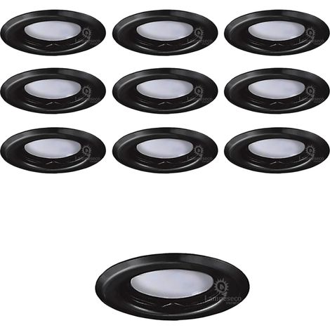 Lot de 10 Spots Encastrables Fixe Noir Mat avec GU10 LED 5W eqv. 50W Blanc Neutre 4000K (1/4)