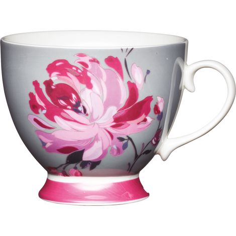 KitchenCraft China - Mug avec pieds (400 ml), design de flor rose