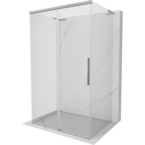 Mexen Rox-3S L 3-seitige Duschkabine, verschiebbar, 155 x 85 cm, transparent, gebürstetes Nickel - 8C2L-155-085-97-00-3S