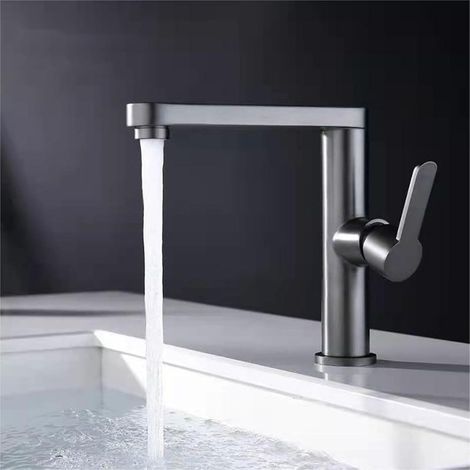 Mitigeur de lavabo, inox, gris, monocommande, pour toilettes (1/5)