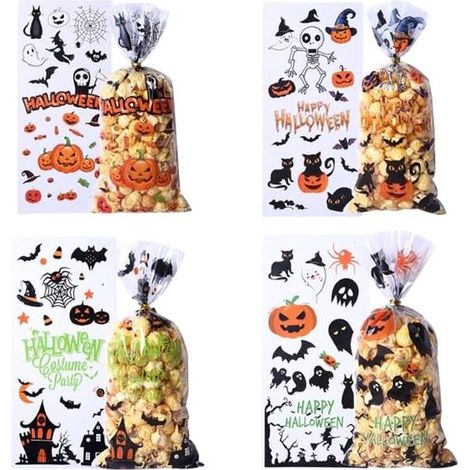 Sachets de bonbons en cellophane - 400 sachets pour friandises d'Halloween - Pour Snoep, cadeaux et fêtes - Accessoires de fête pour Enfants et écoles - Transparent (1/5)