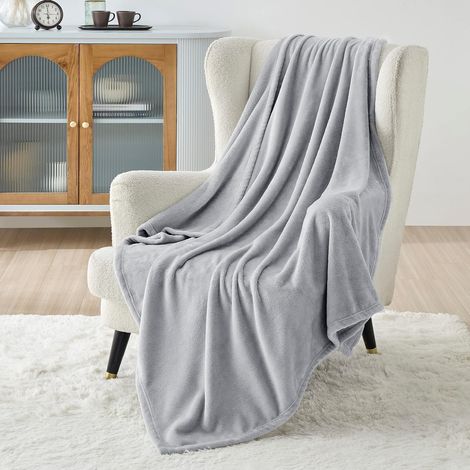 Plaid Polaire Couverture Canapé - 130 x 150 cm, Gris Clair (1/5)