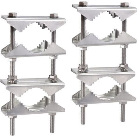 Support Antenne Exterieur Fixation Pince à Mât Antenne Antirouille Kit de Montage Pole à Pole pour 25-50 mm Diamètre Starlink TV Satellite Lora WiFi 4G LTE CB Radio Amateur Parasol, Lot de 2 (1/5)