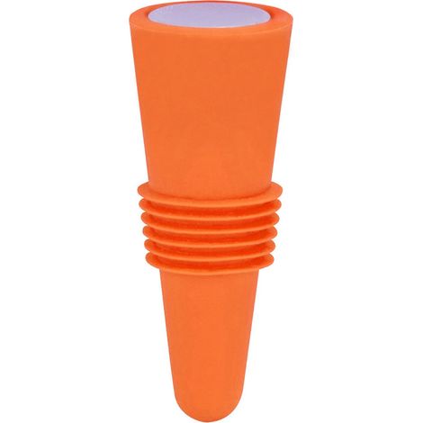 Weinstopper aus lebensmittelechtem Silikon und Edelstahl, 6,1 x 2,35 cm, dekorativ und wiederverwendbar, orange (1/5)