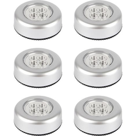 6er-Set kabellose Touch-Leuchten mit Batteriebetrieb, selbstklebende Touch-Lampen, ideal für Schränke, Möbel, Arbeitsplatten oder Waschküchen, kabellose Touch-Leuchten, Batterien nicht enthalten, 4 Le