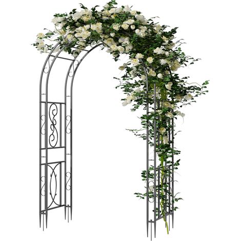 Arche de Jardin en Fer Forgé Extérieur 134x59x215cm pour Plantes Grimpantes Support Rosier Grimpant pour Mariage Commémoration Fête d'anniversaire Décoration